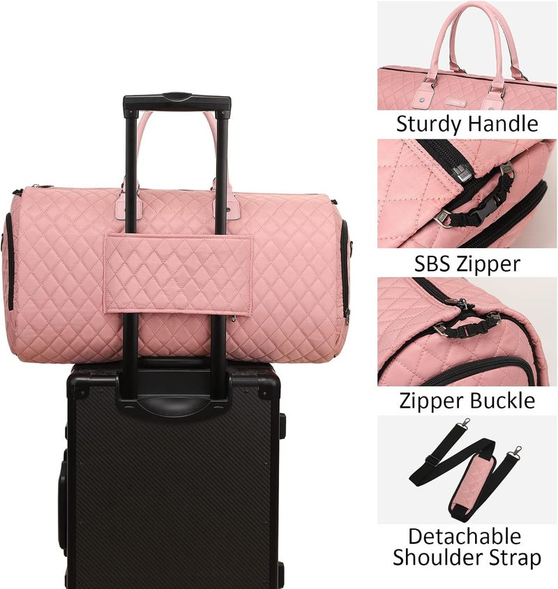 Modoker Womens Convertible Garment Bags for Travel, Waterproof Carry On Garment Bag Garment Duffel Bag - 2 in 1 Hanging Suitcase Suit Travel Luggage Bag, Pink - Image 5